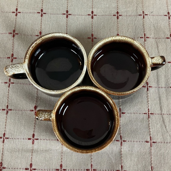 Vintage Pfaltzgraff Gourmet Brown Drip Flat Mugs - Picture 2 of 7